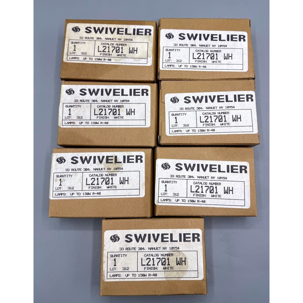Swivelier L21701 WH White Adjustable Lamp Socket Adapter 150W R-40 Lot of 7 NOS